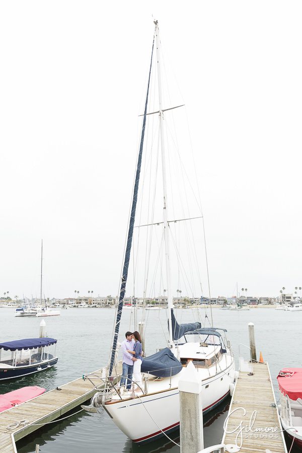 sail boat engagement session, Lido Isle Photographer