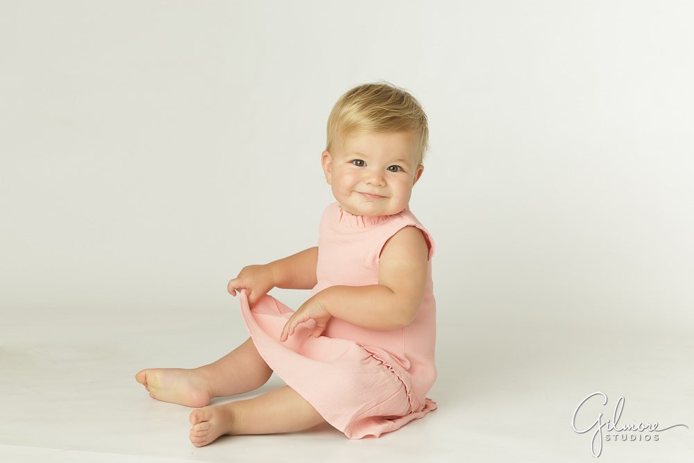 toddler, 1st birthday, pink dress, baby photography