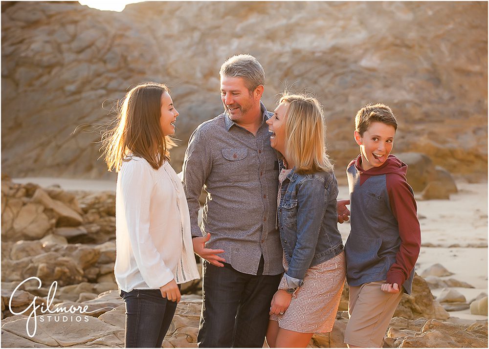 Orange County Family Portrait, sunset, candid, fun smiling, laughing