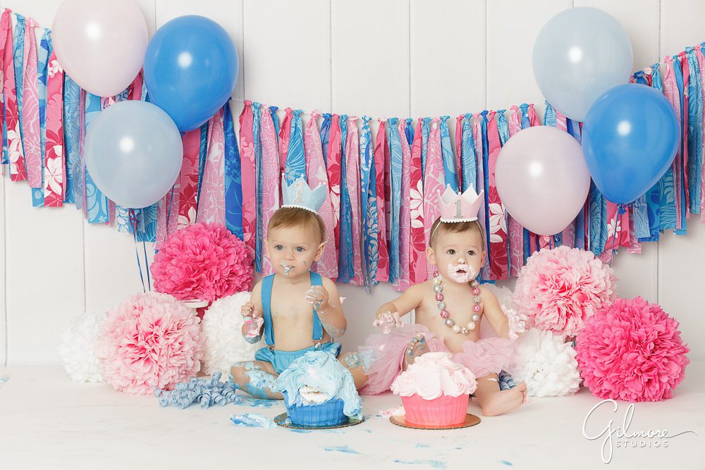 first bday, Twins 1st Birthday Cake Smash