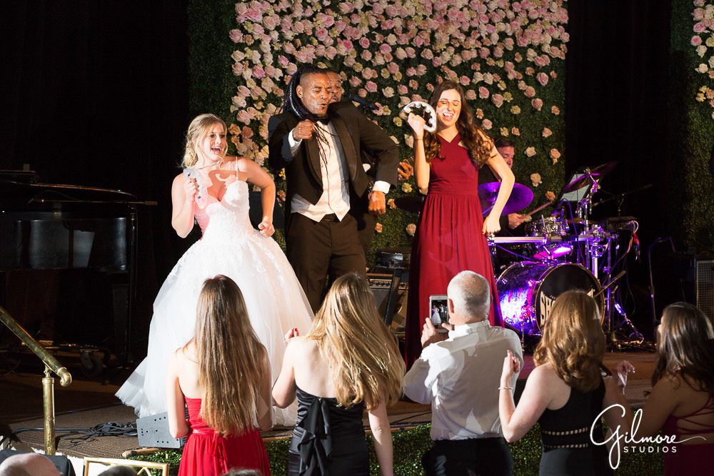 debutante dancing on the stage with the band, Beverly Wilshire, Deb Ball