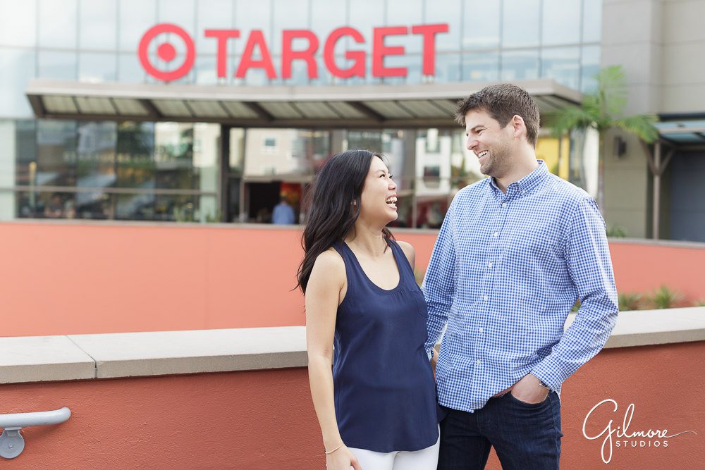fun, candid engagement photo session at Target in Hollywood, CA