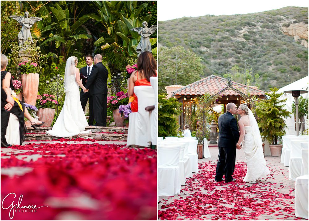 red rose petal, ceremony aisle, tivoli too wedding