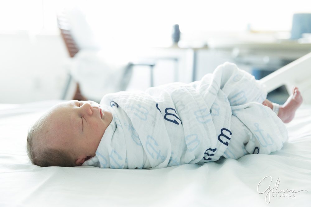 Fresh 48 Newborn photography session in the hospital room, baby boy