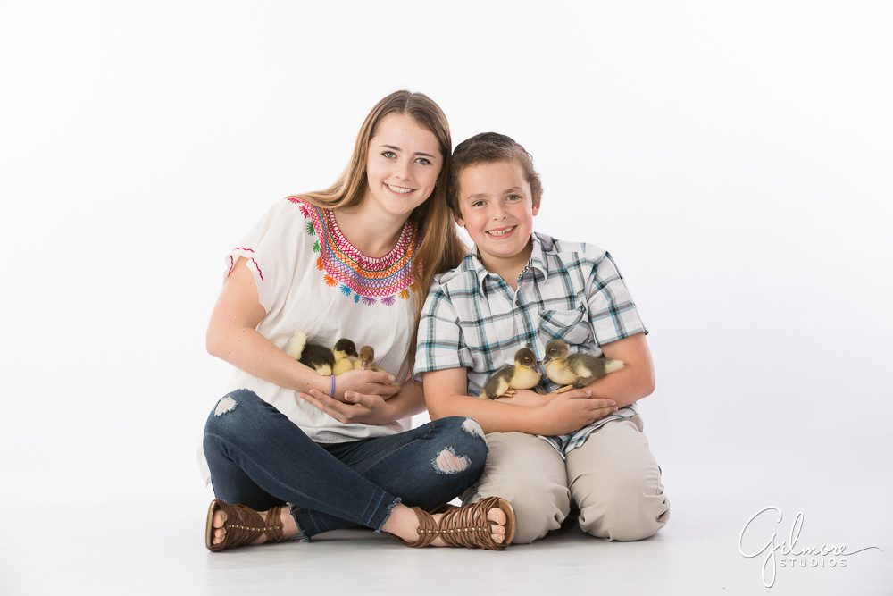 Orange County Mini Sessions, bother and sister holding ducklings