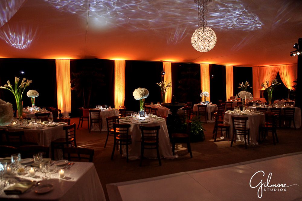 Tivoli Too Wedding, custom LED uplighting, weddings in Laguna Beach, CA, reception decor