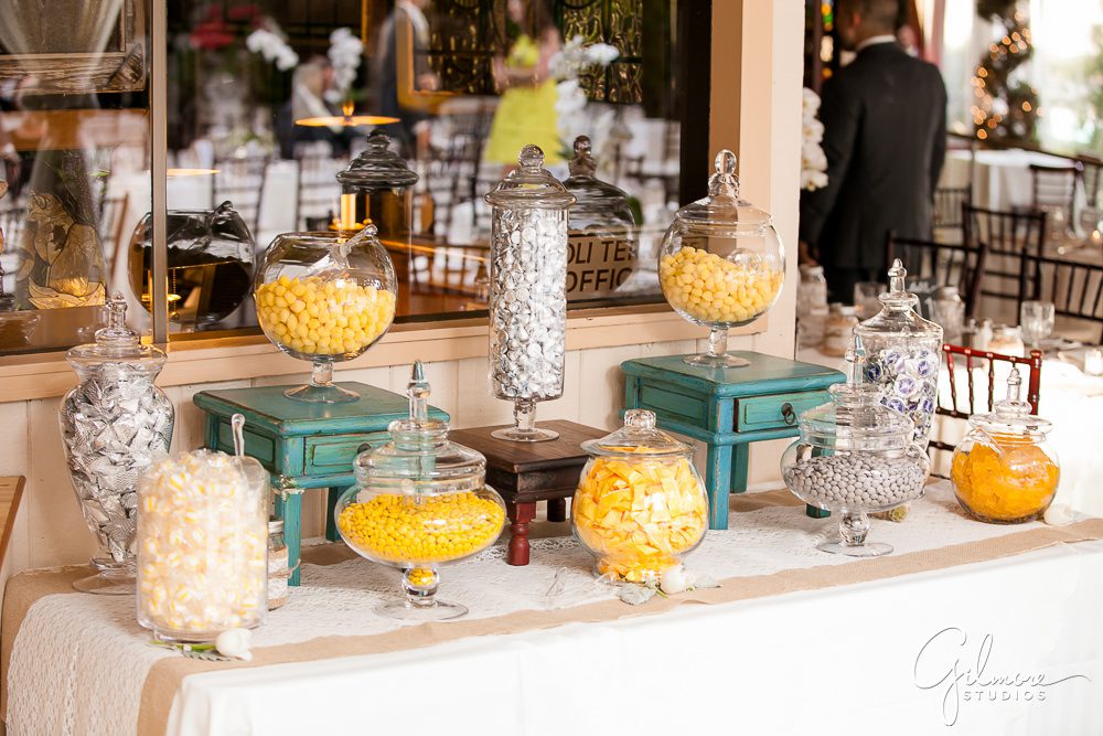 yellow candies, candy table, Tivoli Terrace Wedding