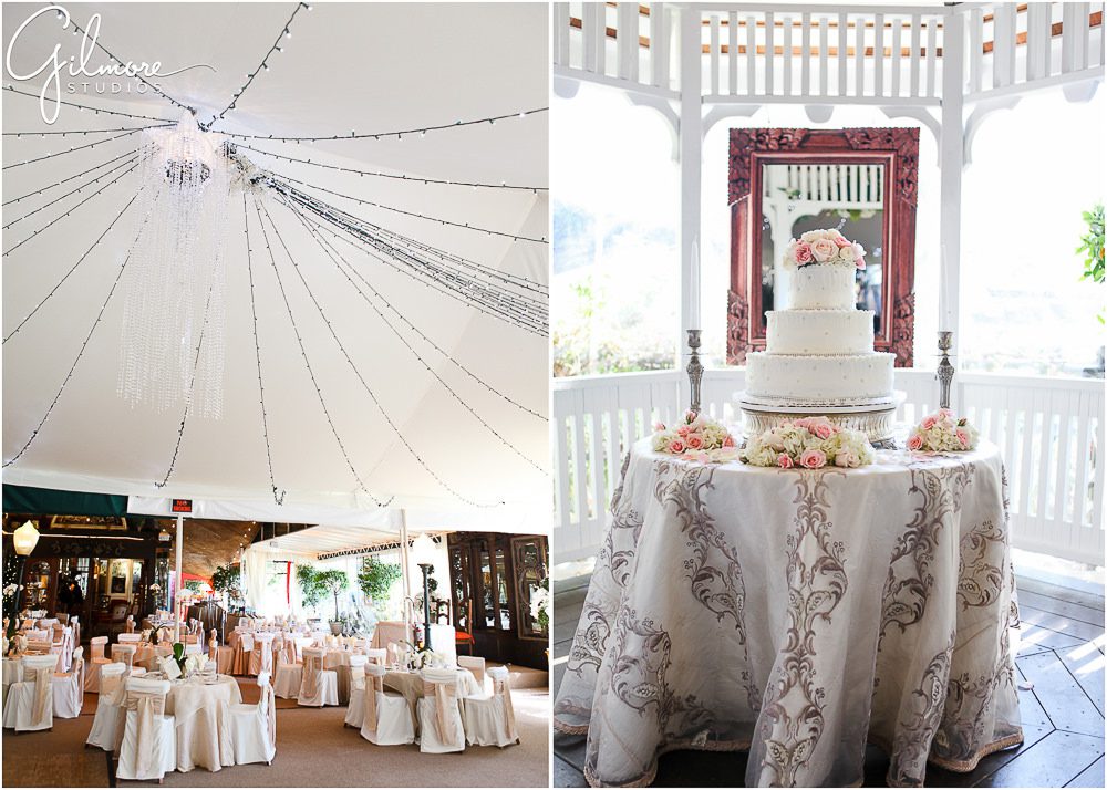 Tivoli Terrace Wedding, reception tent, cake gazebo, tables and chairs