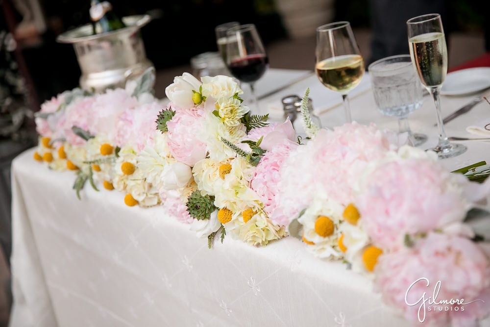 table flowers, sweetheart table, Tivoli Terrace Wedding