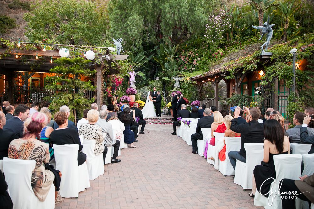 Tivoli too wedding ceremony, garden setting, weddings in Laguna Beach