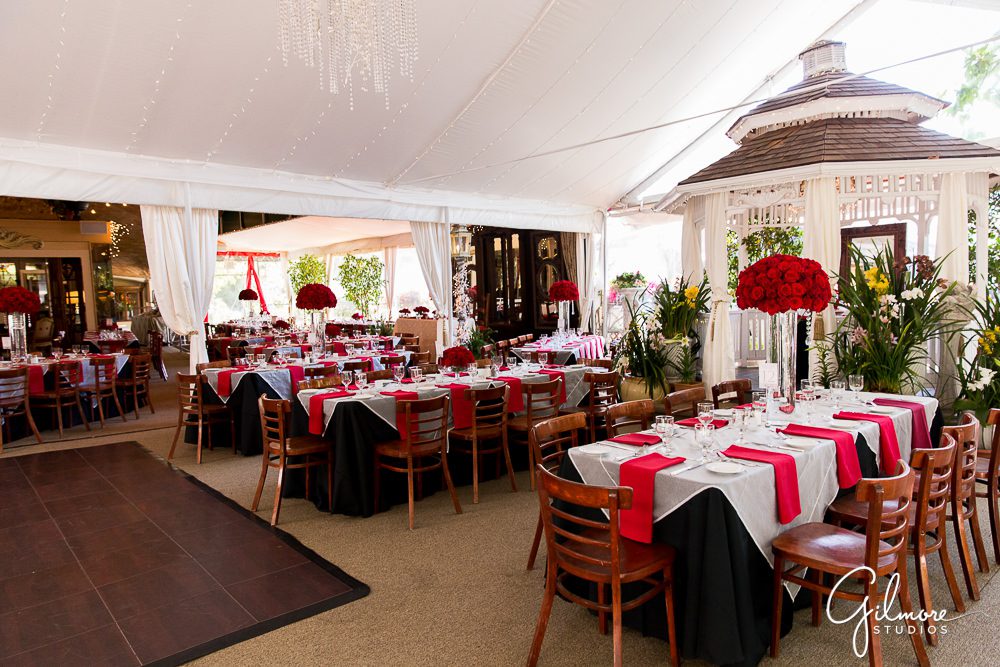 Tivoli Terrace Wedding, red rose weddings, floral, florist, decor, roses, red napkins, reception