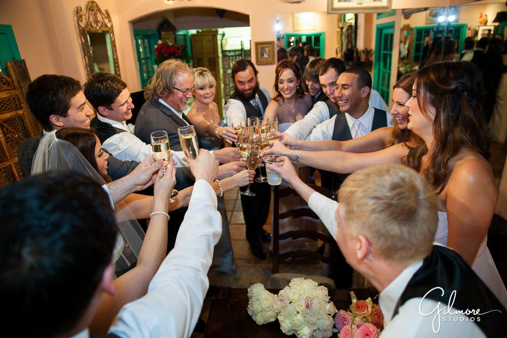 groom and groomsmen toast before the wedding ceremony at Tivoli too