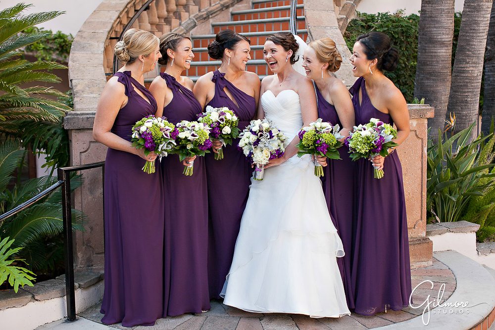 purple bridesmaid dresses, wedding, bride, Military wedding