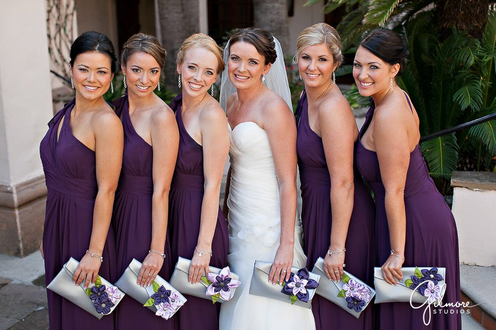 bridesmaids, clutches, clutch, purse, purple dresses, military wedding, Air Force