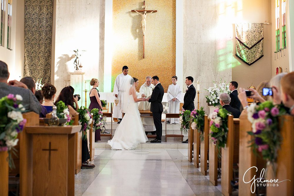 ring ceremony, Air force wedding, Costa Mesa, St. Joachim's Church