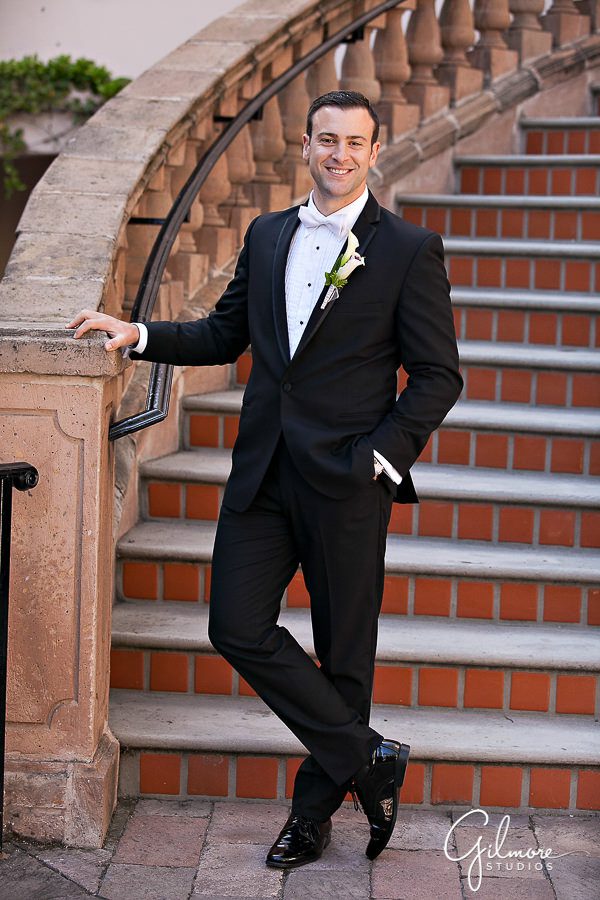 groom, formal photo, Friar Tux rentals, Air force wedding, Costa Mesa, St. Joachim's Church