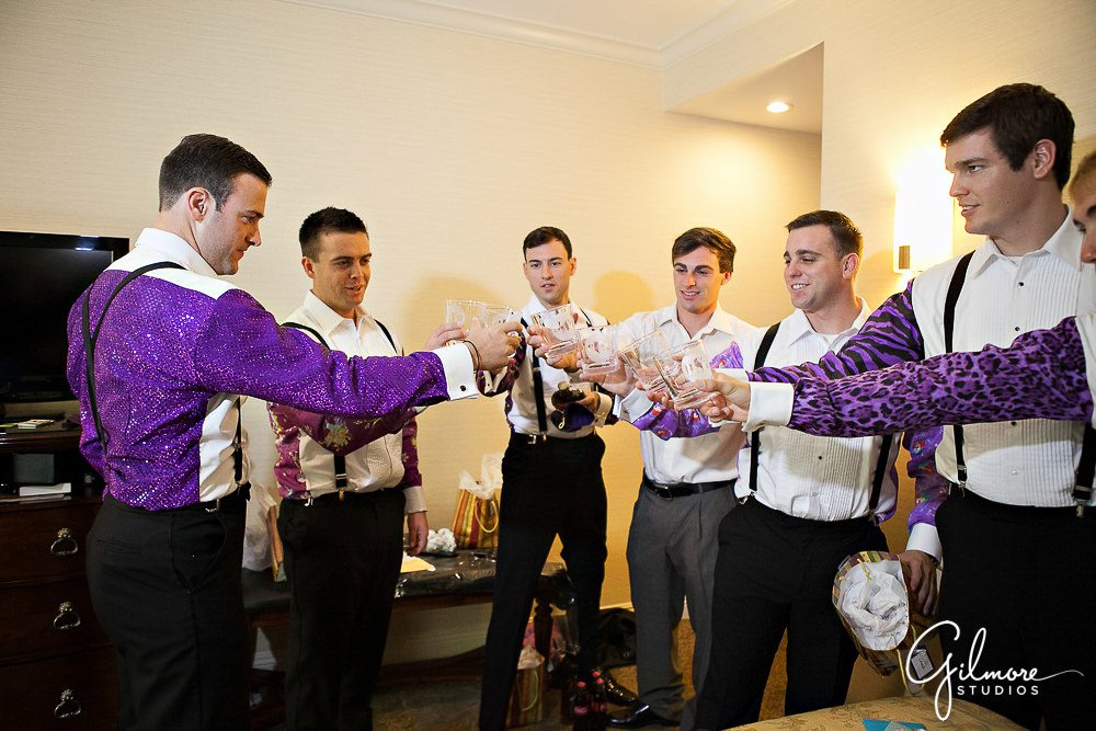 Air Force Wedding, military traditions, tux sleeves, white shirt, colorful patterns, purple shirts