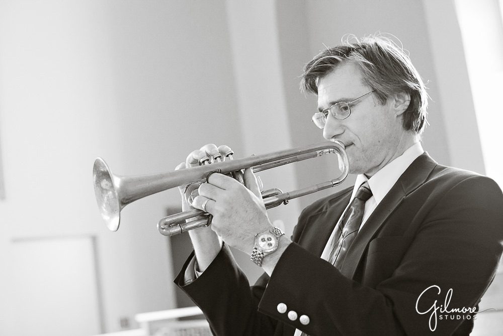 trumpet player, Air force wedding, Costa Mesa, St. Joachim's Catholic Church