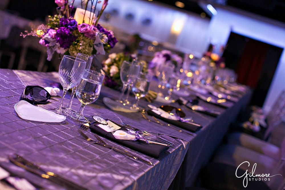 Turnip Rose, Air Force wedding, purple theme, design, decor, plates, glasses, chairs, tables, candles