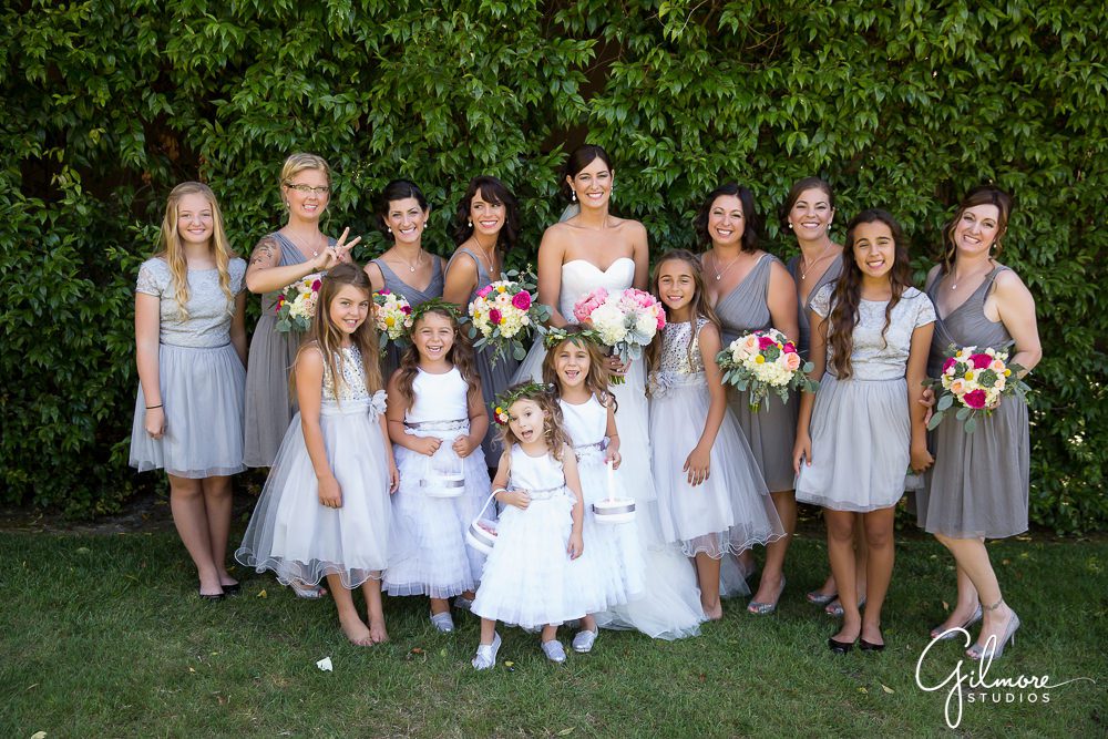 Hyatt Regency Newport Beach, bridesmaids, bride, flowergirls, bouquet, flowers, wedding, photographer, dress, outdoor, portrait