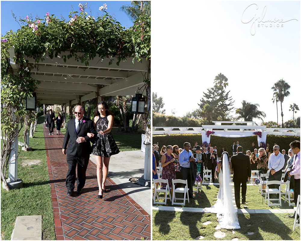 Hyatt Regency Newport Beach, photographer, wedding, ceremony, bride, dress, aisle, father