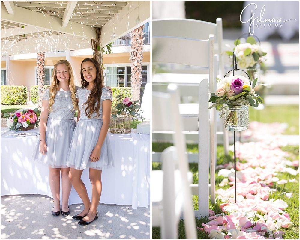 Hyatt Regency Newport Beach, flowergirls, wedding, ceremony, outdoor, photographer, flowers, floral, chairs, decor, decorations