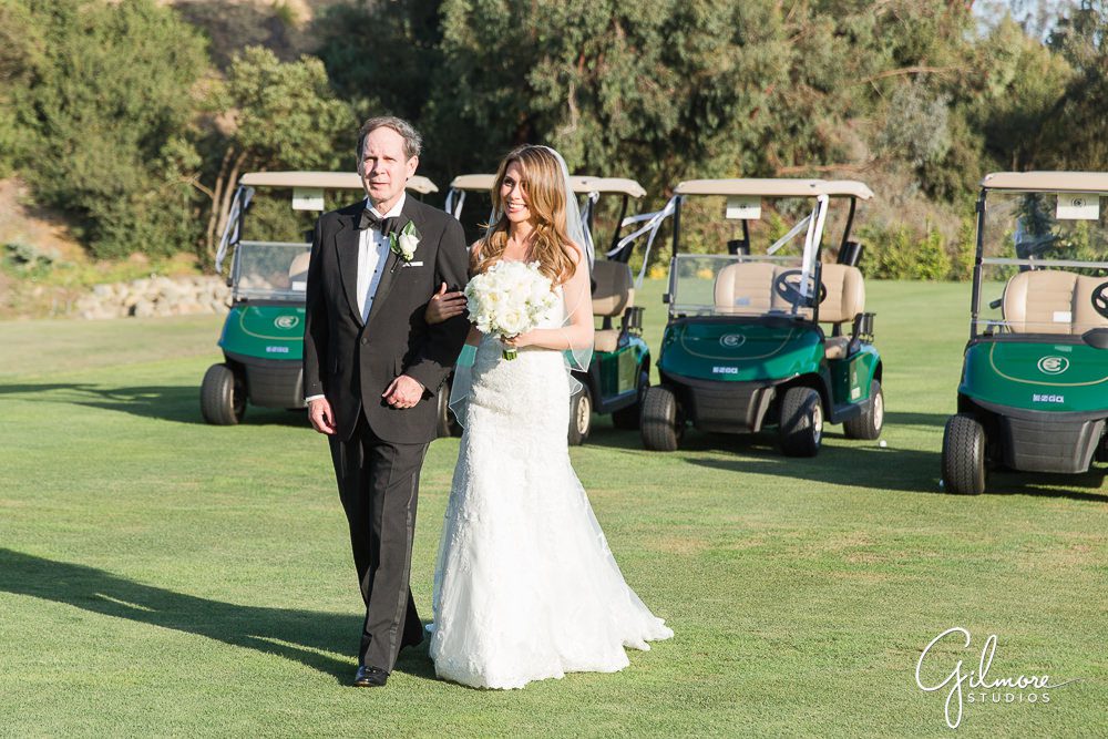 father escorting the bride, wedding ceremony, big canyon country club