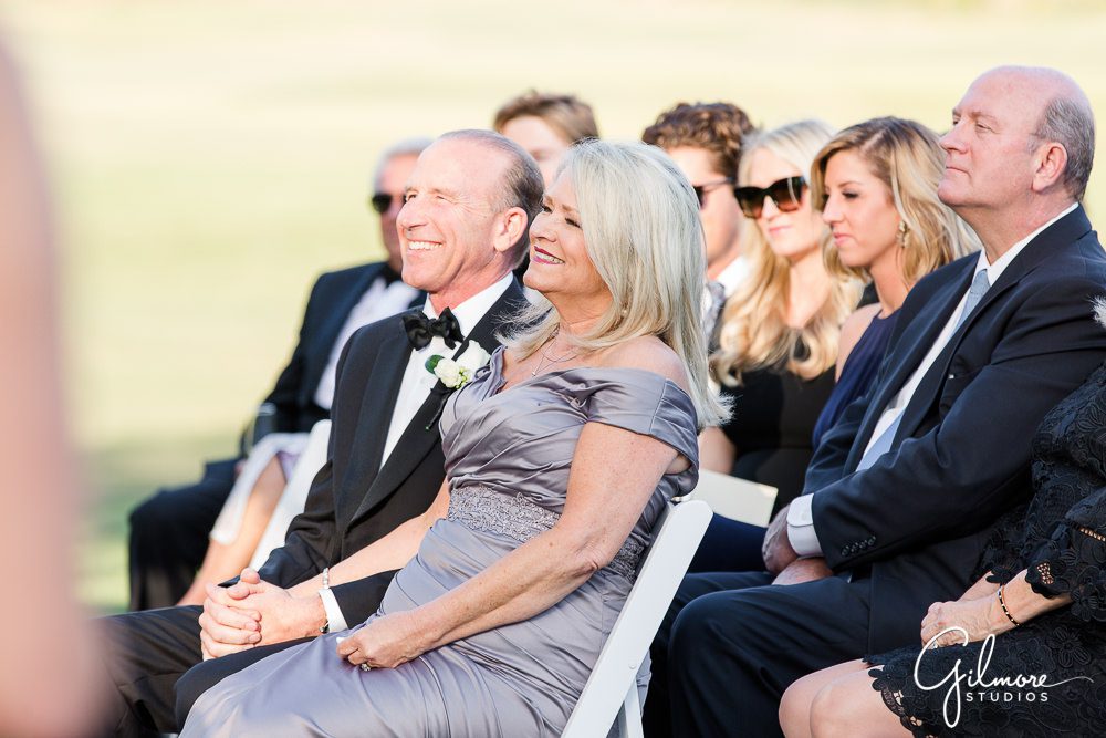outdoor wedding ceremony, big canyon country club, parents