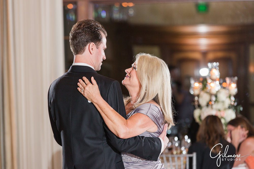 groom dancing with mom, big canyon country club wedding, ballroom, reception
