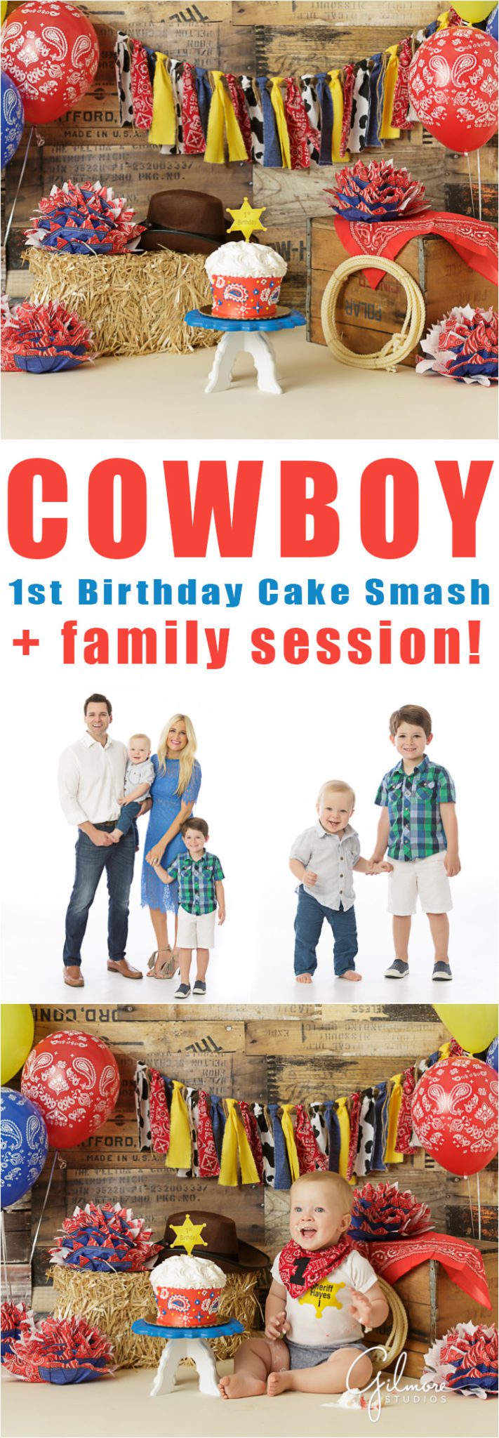 Cowboy theme 1st birthday cake smash