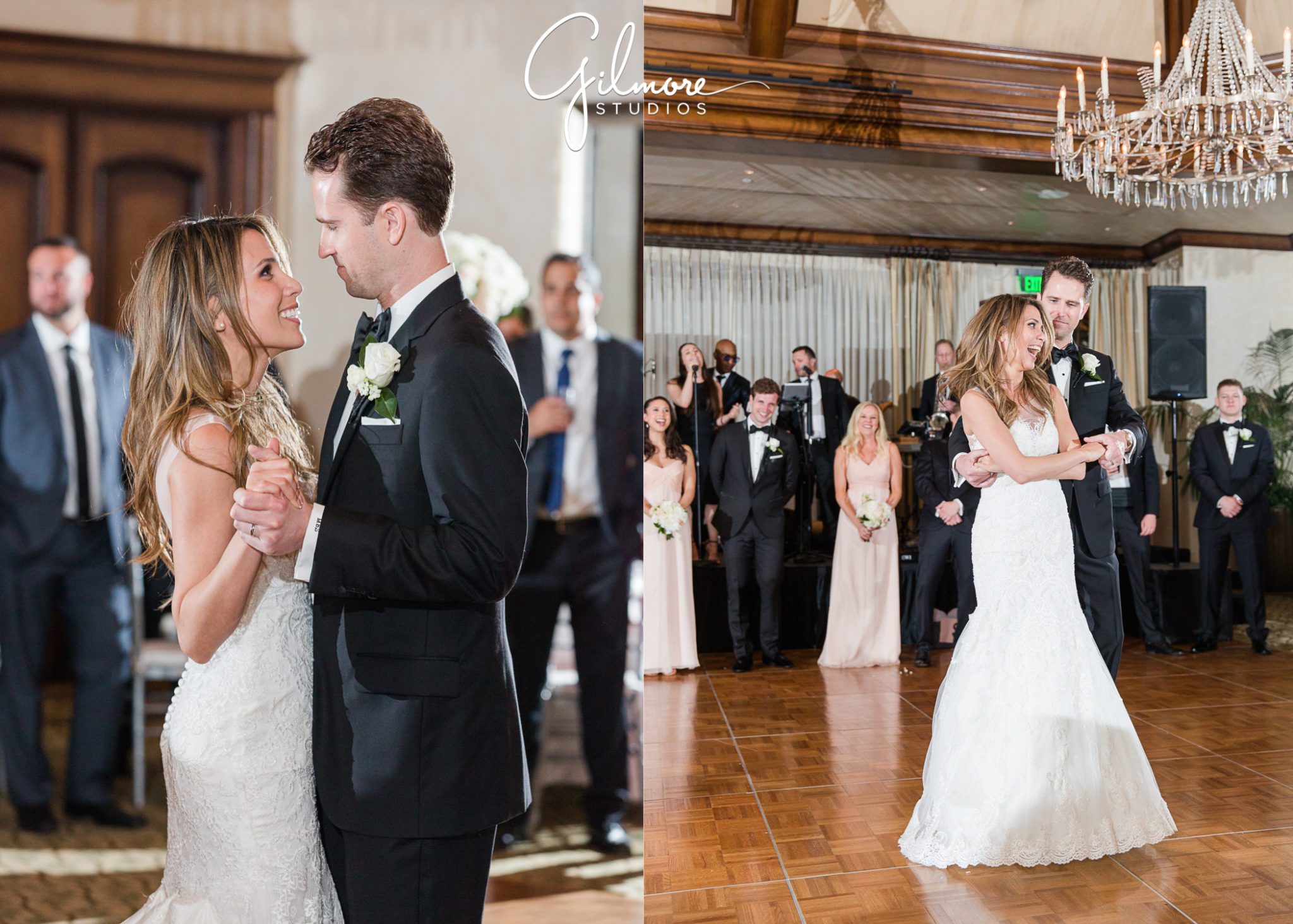 first dance, bride and groom, reception decor, Newport Beach, big canyon country club wedding