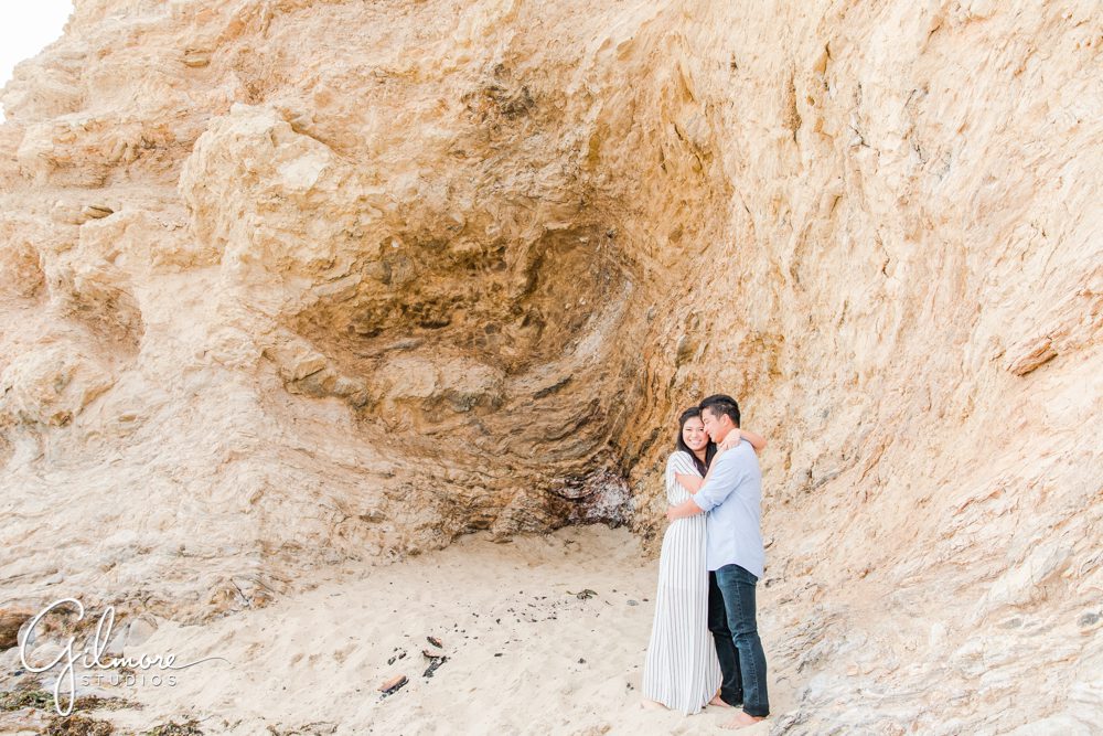 Corona Del Mar Beach Engagement Session, engaged, couple, dress, cliffs