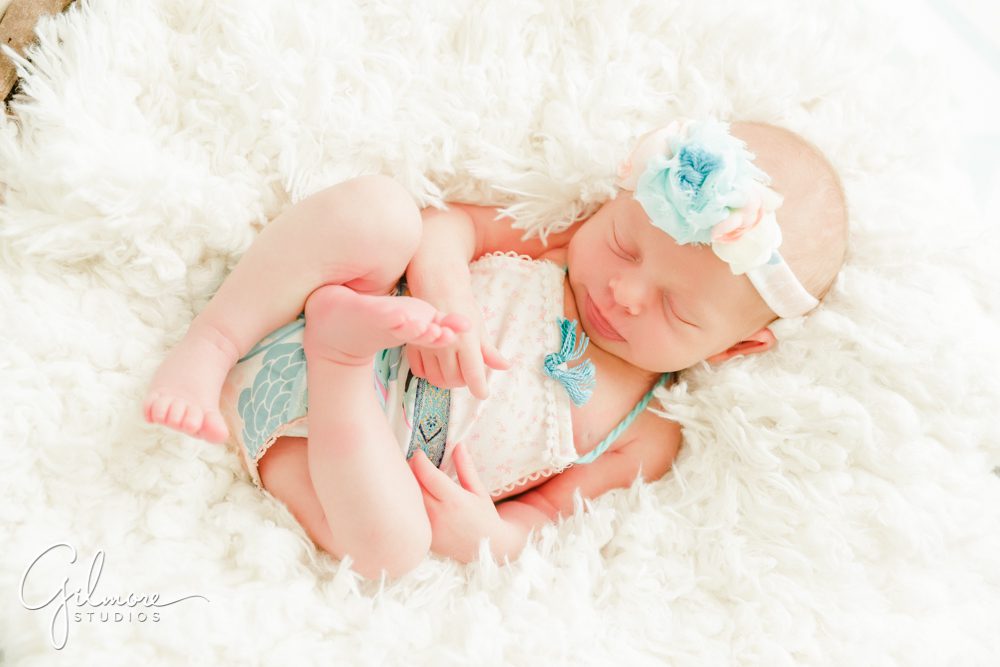 OC Newborn Studio, headband, blue, white, baby, girl