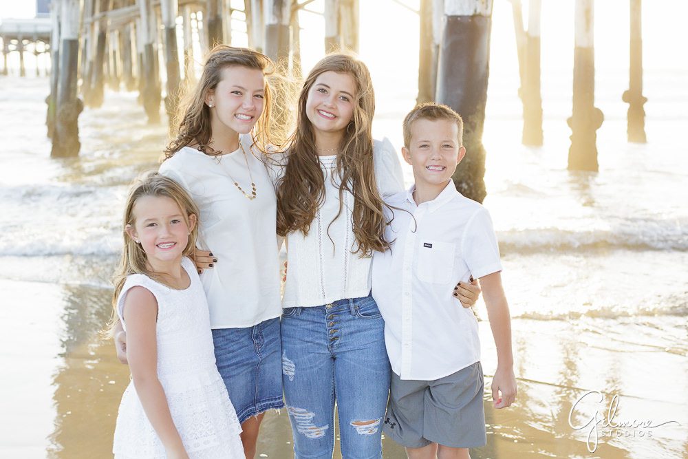 family portrait photography session, Newport Beach, CA, sunset, vacation, beach house, OC, Newport Pier