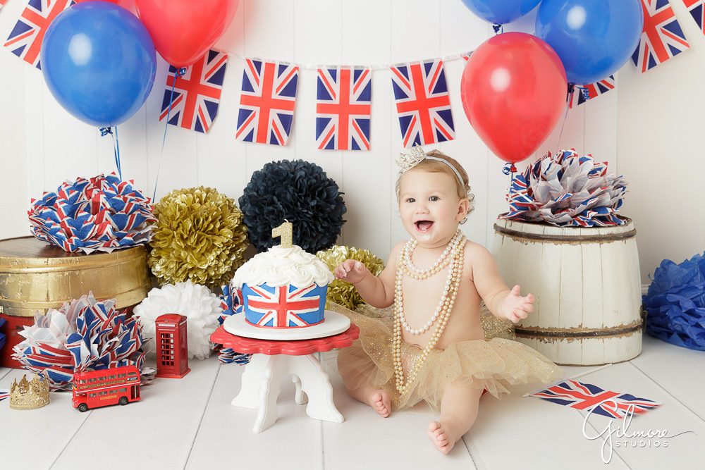 Princess London's 1st Birthday, smiling, laughing, baby, portrait studio photography, family