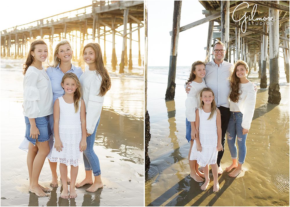 family portrait photography session, Newport Beach pier, CA, sunset, OC photographer