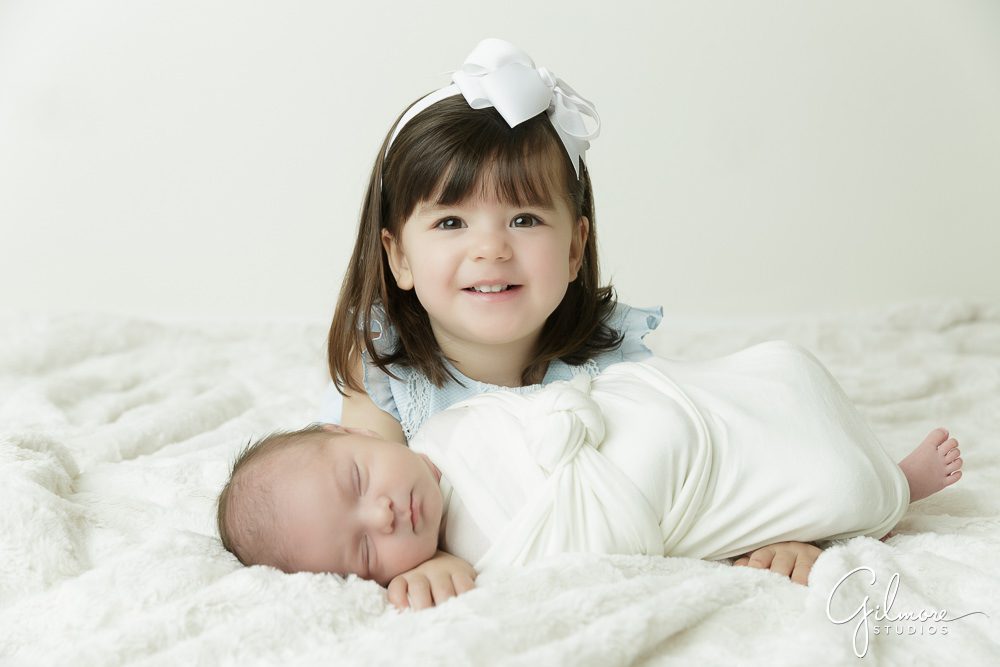 Sister and brother newborn session, Orange County, CA, baby boy, studio,