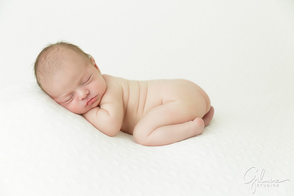 OC newborn photographer, white background, posing, baby boy, Costa Mesa