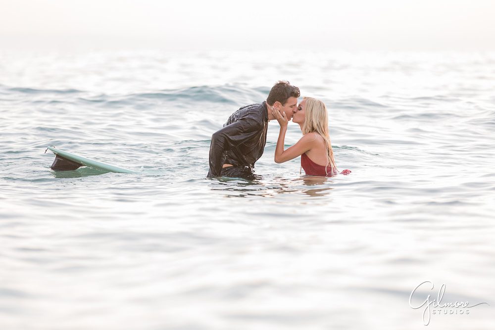 Surfing Engagement Session, romantic beach photography, newport beach, surf lifestyle