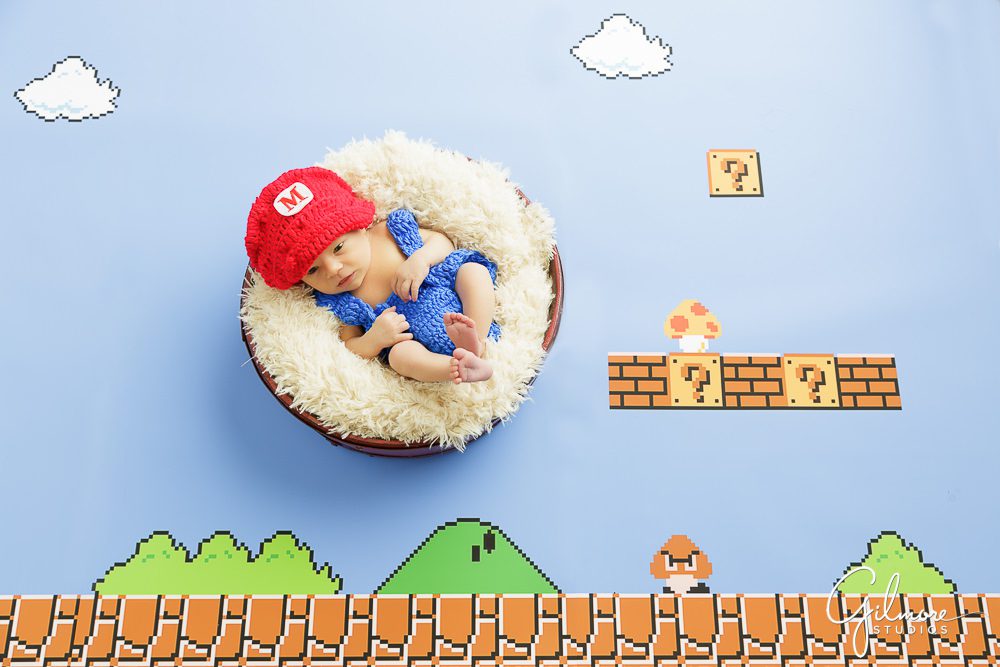 Super Mario Bros newborn session