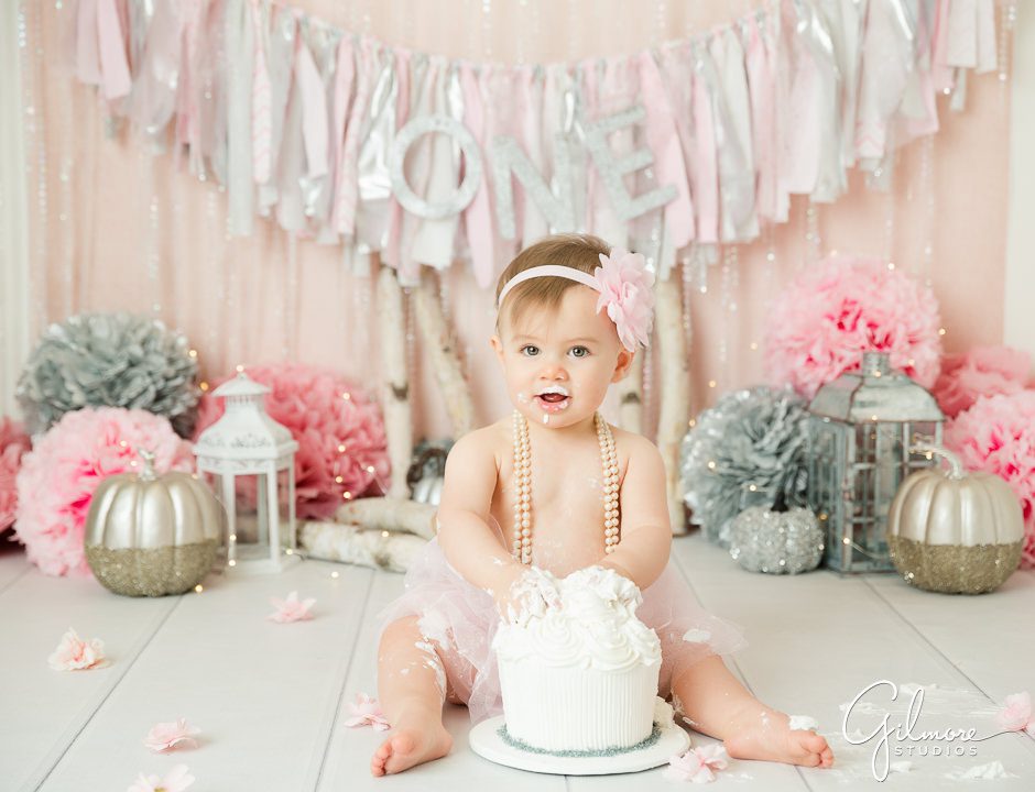 First Birthday Cake Smash, baby photo, frenchs cupcake bakery, bathtub, candles, princess, castle, background, cakes, photography