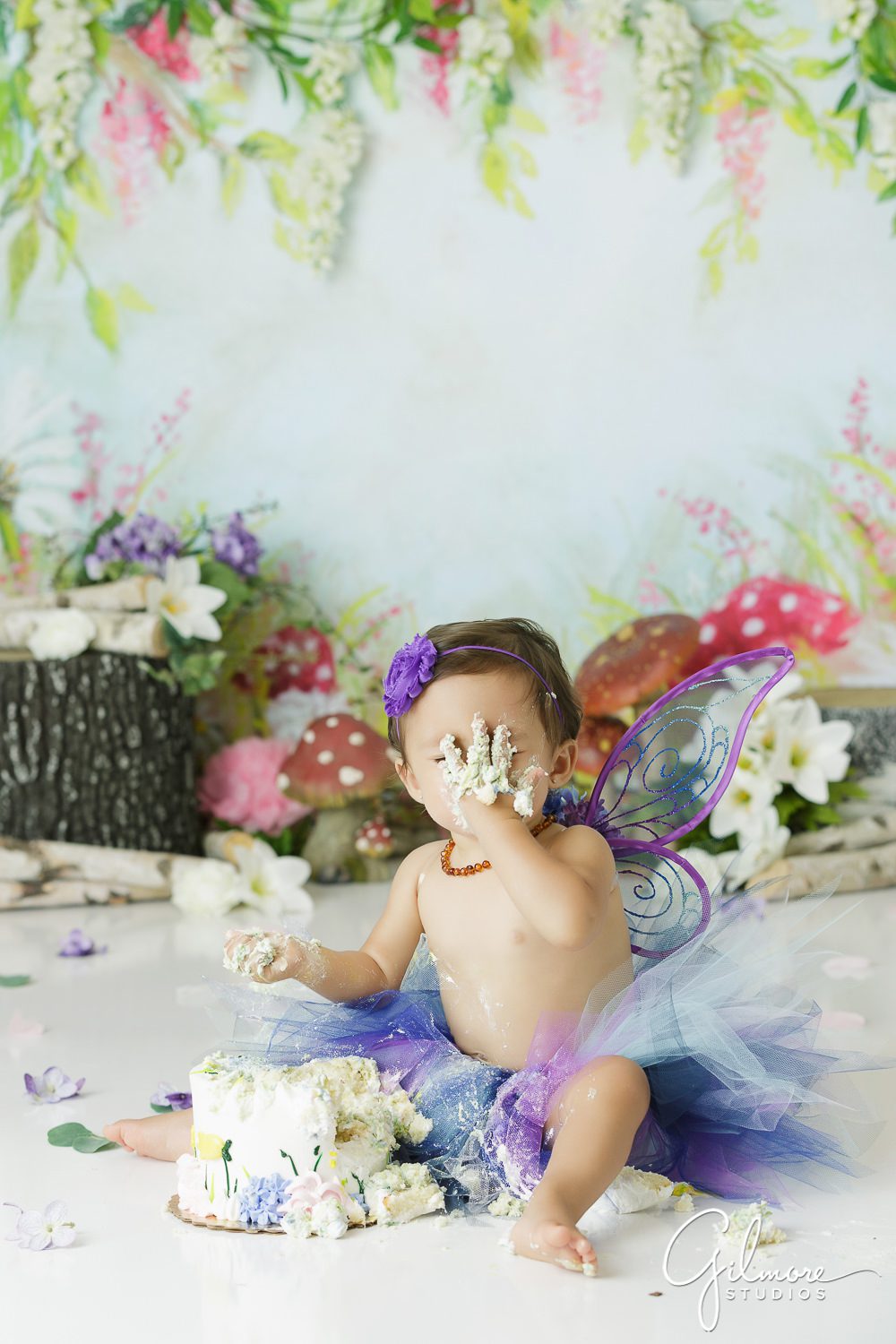 Fairy Cake Smash Session, 1st birthday, one year old, set design, background, prop, girl, dress, french's cupcake bakery