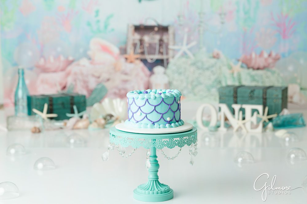 Under The Sea Cake Smash, French's Cupcake Bakery, 1st Birthday, blue, teal, aqua, little mermaid theme