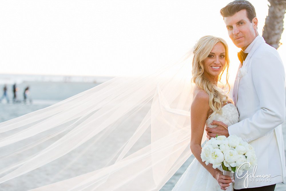 Shutters, Santa Monica beach wedding, bride and groom