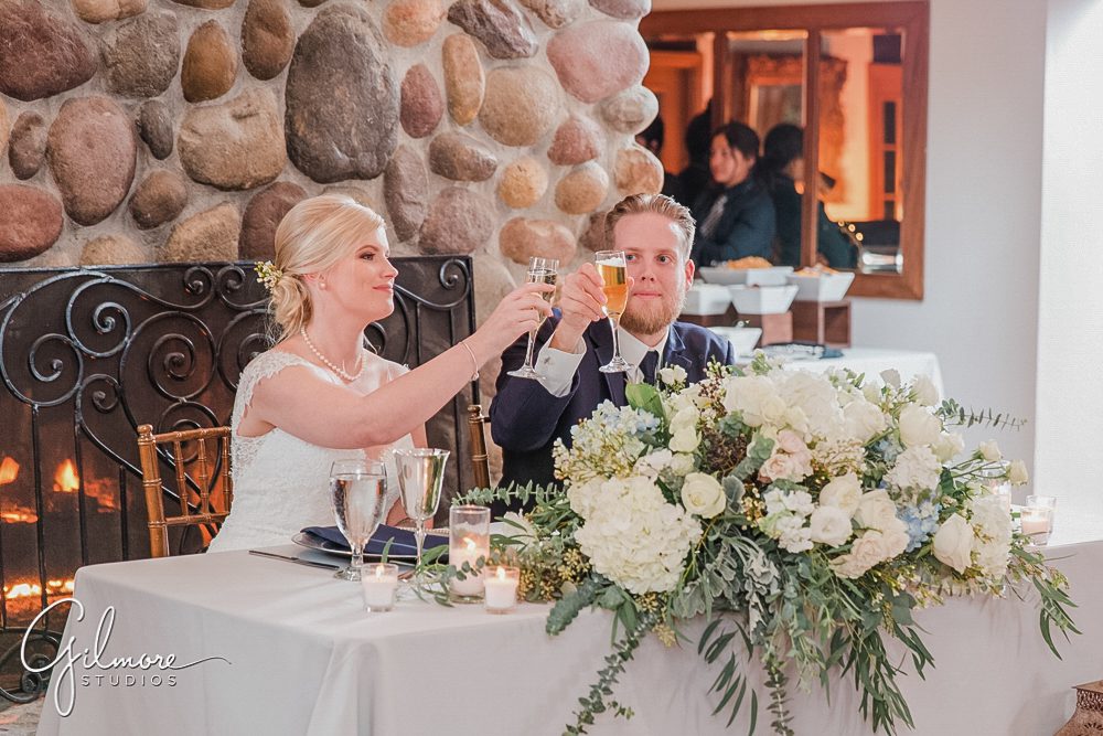 bride and groom toast, Rancho Las Lomas wedding venue, Orange County, CA