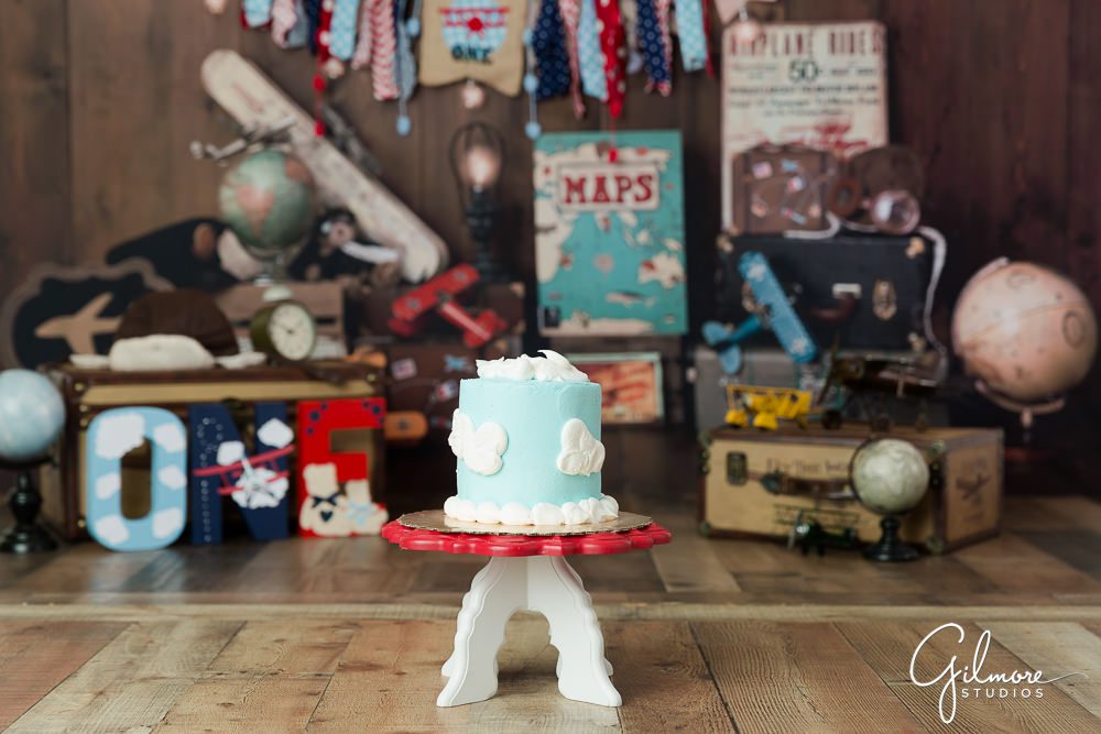 Aviator Cake Smash - Time Flies 1st Birthday Cake by French's Cupcake Bakery