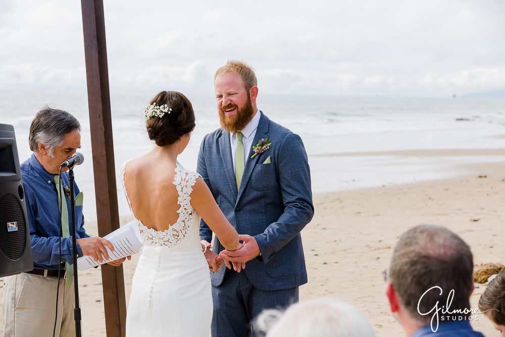 bride and groom, ceremony, beach wedding, crystal cove cottages
