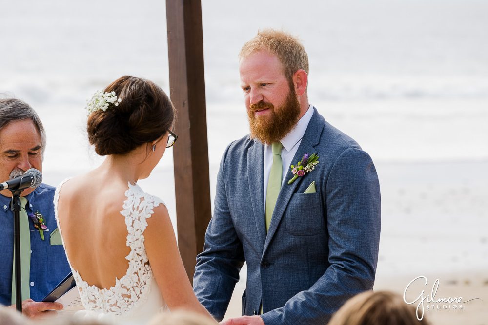 wedding ceremony on the beach, crystal cove, beachcombers, cottages