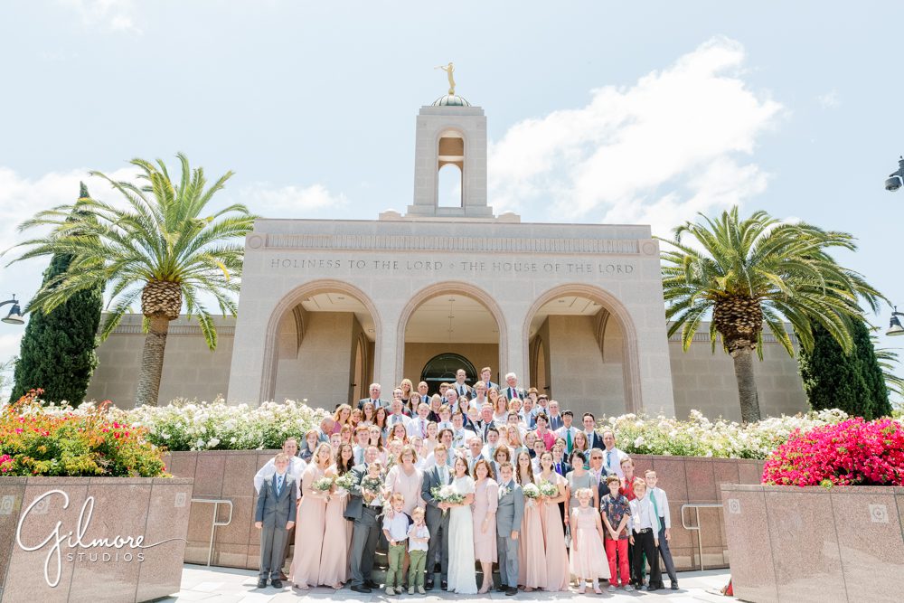 newport beach lds temple family, wedding, large group, seal, sealed, temple marriage