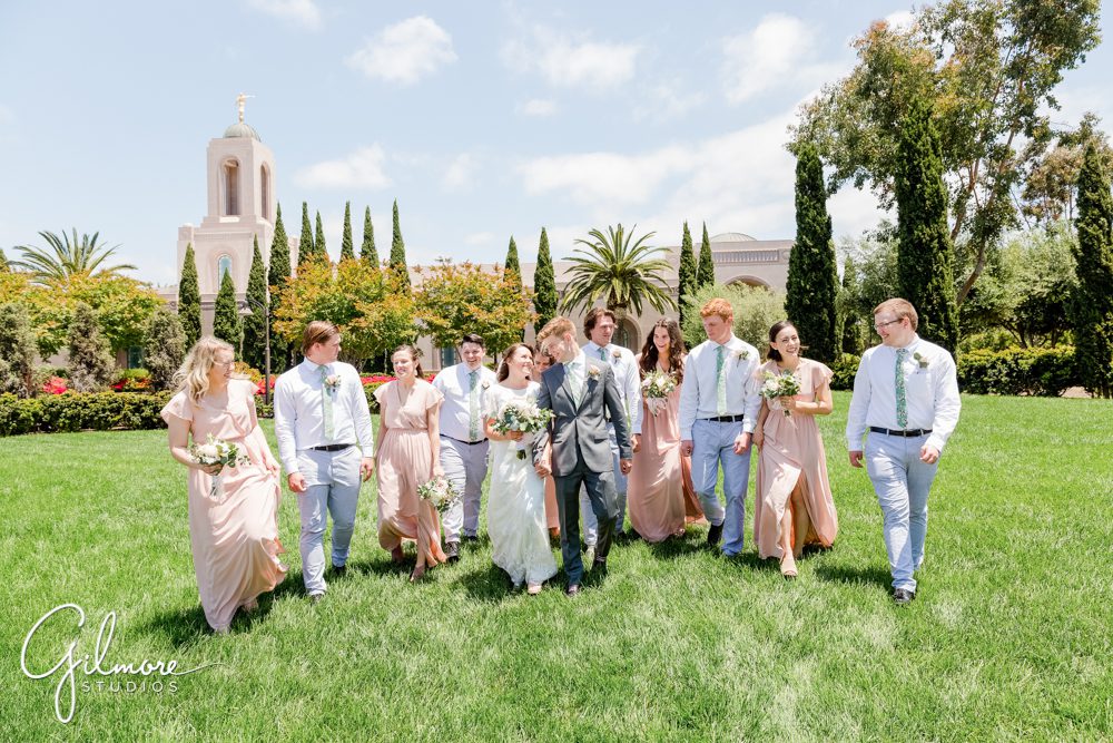 bridal party, newport beach lds temple family, wedding, large group, seal, sealed, temple marriage